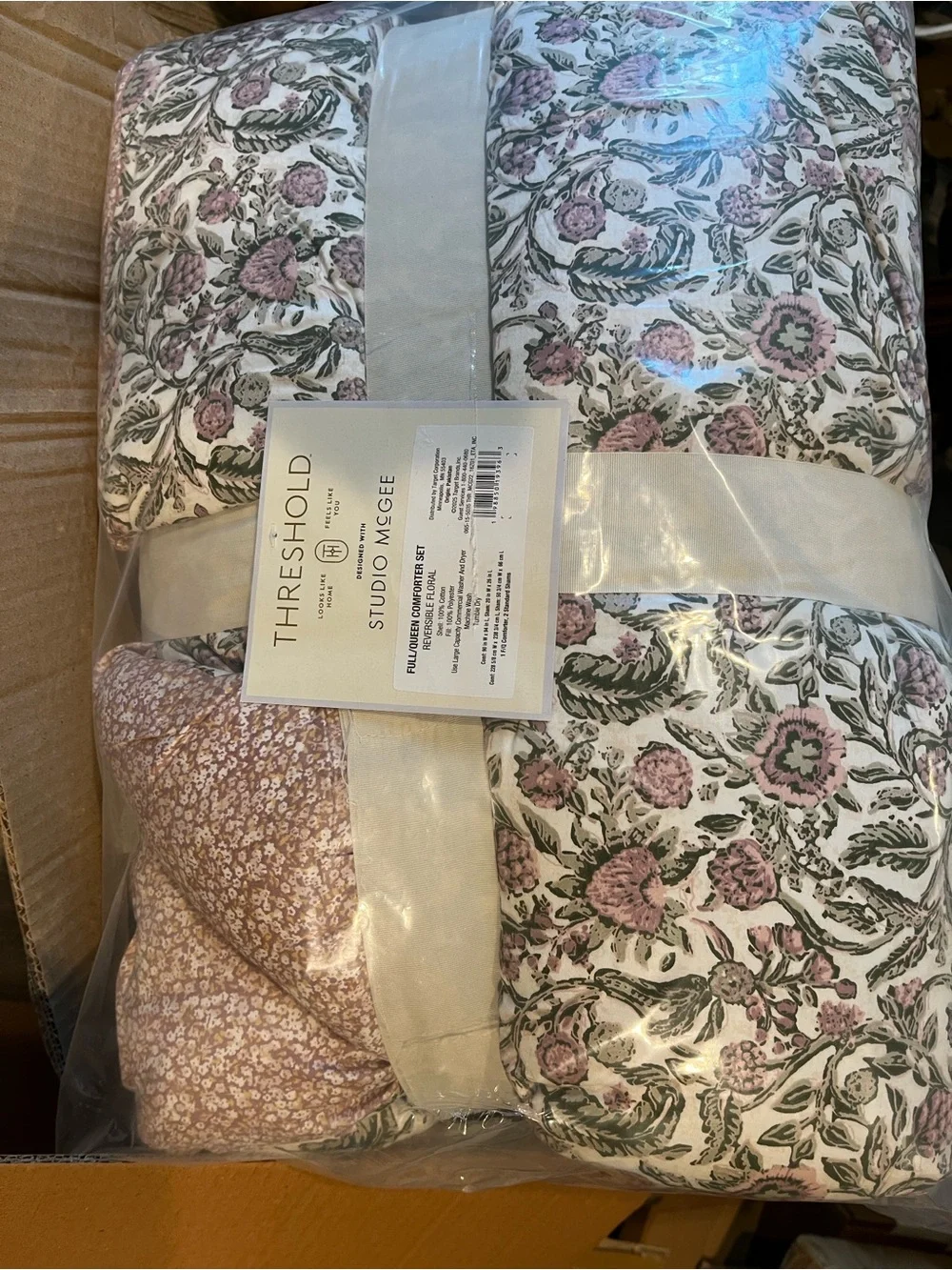 Threshold Taupe and Cream Floral Comforter Set